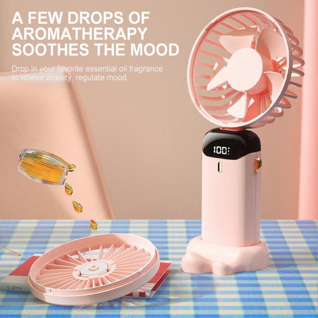 Mini Portable Fan Handheld Fan Rechargeable Small Desk Fan 5 Speeds 90° Foldable Battery Operated Fan with Lanyard for Home Office Travel Use