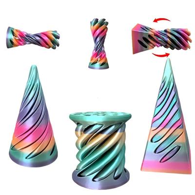 Brinquedo Fidget Espiral Cônico Impresso em 3D para Crianças Escultura Passante Pirâmide Impossível Jogo Antiestresse Alívio da Ansiedade Brinquedos para Adultos