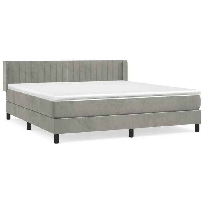 3131087 vidaXL Lit à sommier tapissier et matelas Gris clair 160x200cm Velours