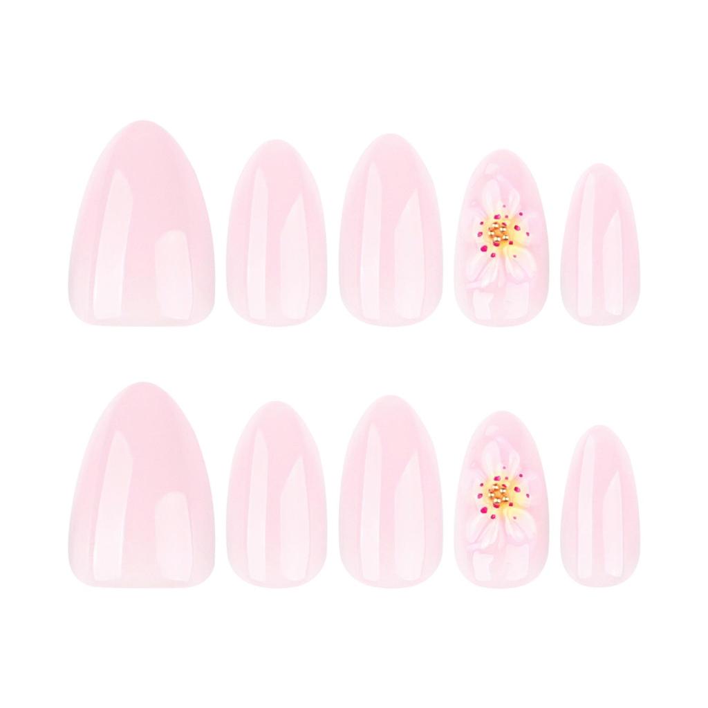 3D Fresh Flower Almond Press-on Nails - Wearable Manicure False Nail Tips