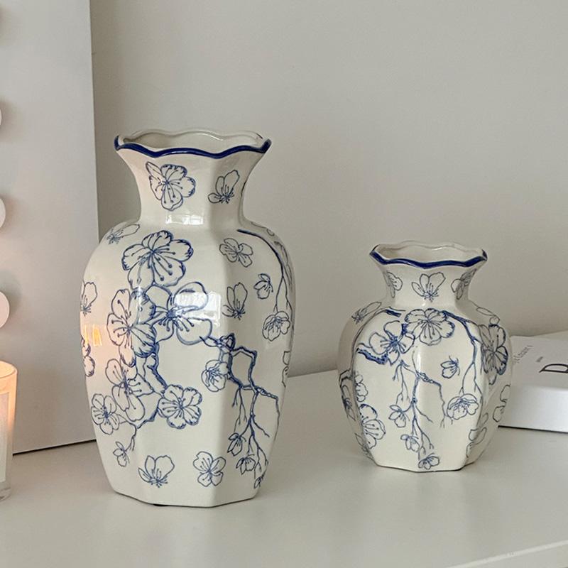 Ceramics Flower Vase Decorative Vase Desktop Ornament Table Decoration Flower Arrangement Holder Ceramic Vase Flower Pot