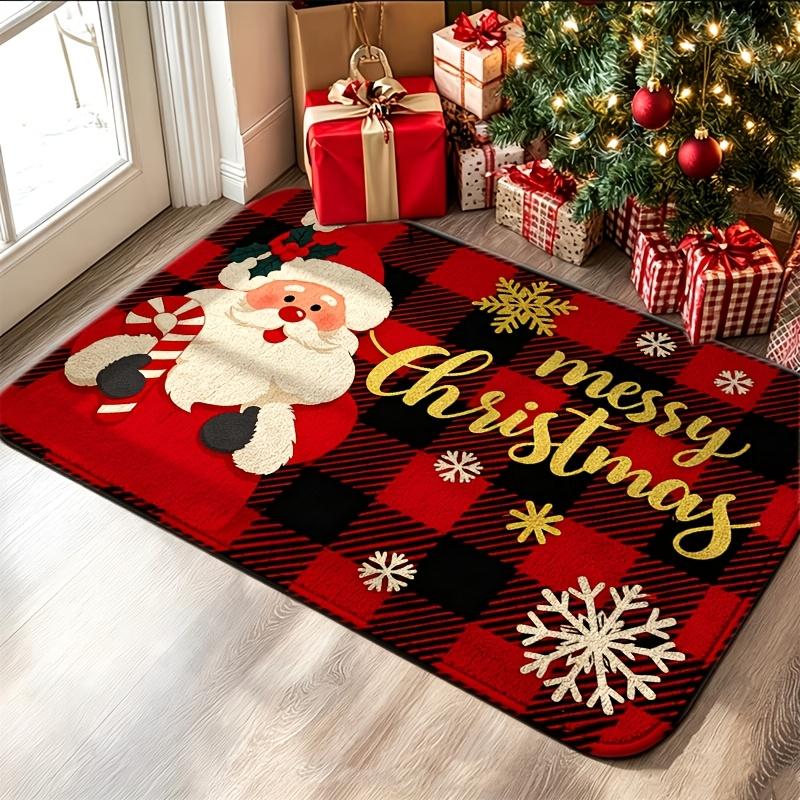 Santa Print Floor Mat front hallway foyer balcony villa patio home decor seasonal entry door rug gift welcome mat kitchen mat