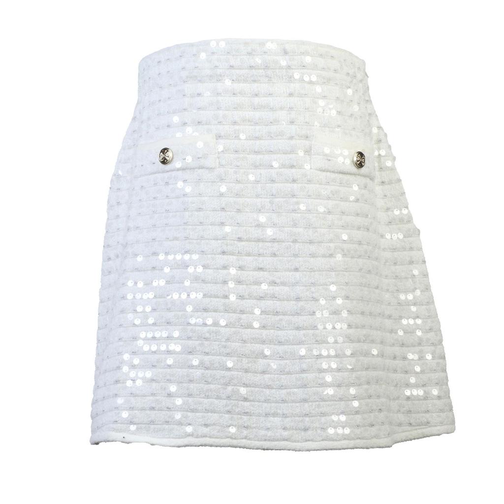 Brown Sequined Round Neck Cardigan and Half Skirt Set - 2025 Spring/Autumn Collection