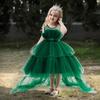 Girls' Princess Layered Puffy Train Gown for Piano Performances & Runway