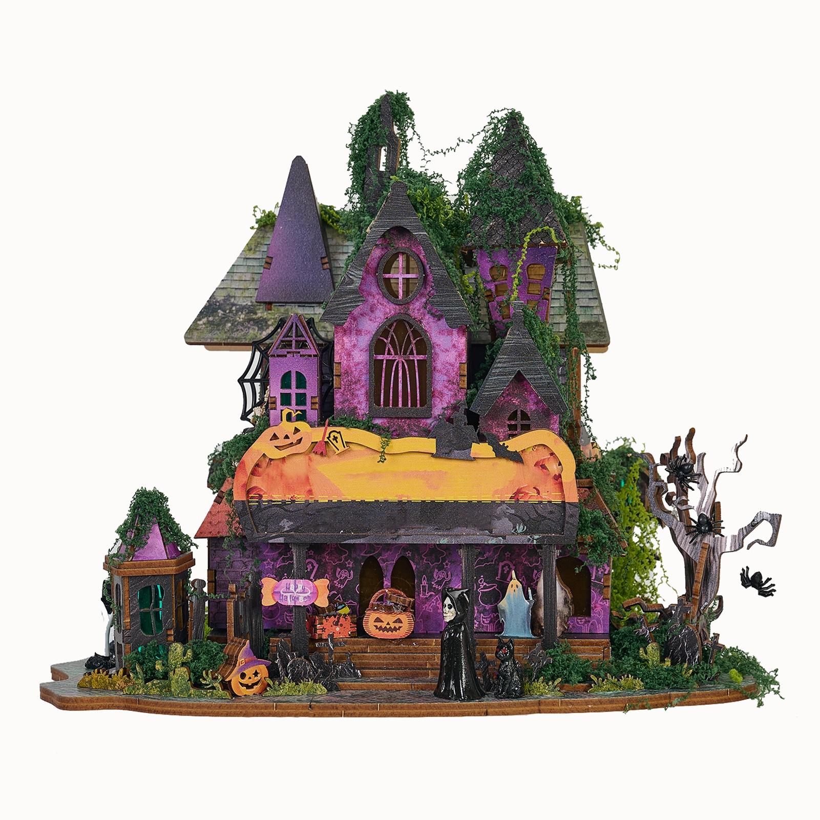 

Сделай сам 3D пазл Замок с привидениями, Набор для дома из смолы со светом, Страшный коттедж, Светящаяся в темноте готическая модель здания