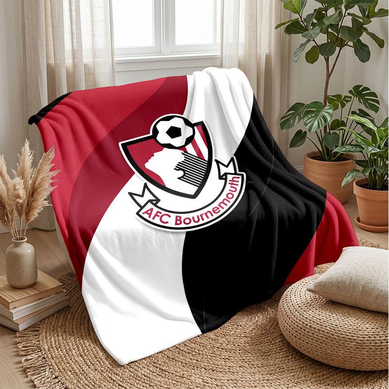 Bournemouth Football Print Flannel Blanket, Soft Warm Lightweight Throw Blanket for Sofa Bed Camping