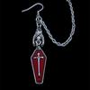 Gothic Sliver Color Bat Red Drip Glaze Coffin Shape Cross Relief Pendant Dangle Earrings Connect Ear Bone Clip for Women Jewelry