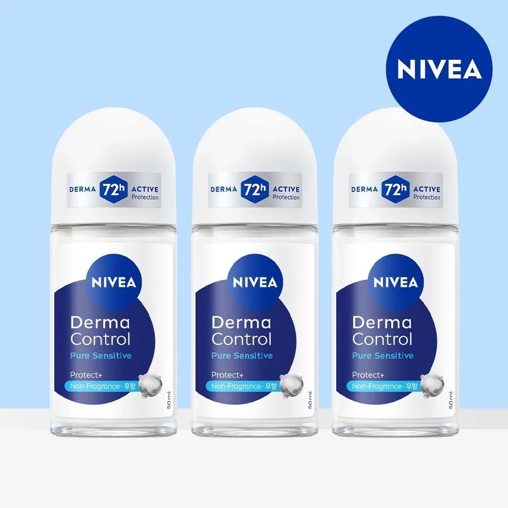 NIVEA Deodorant Roll-on Derma Control Pure Sensitive 50ml 3-pack