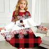 Girl Casual Snowflake Print Round Neck Long Sleeve Dress Kid Princess Dress
