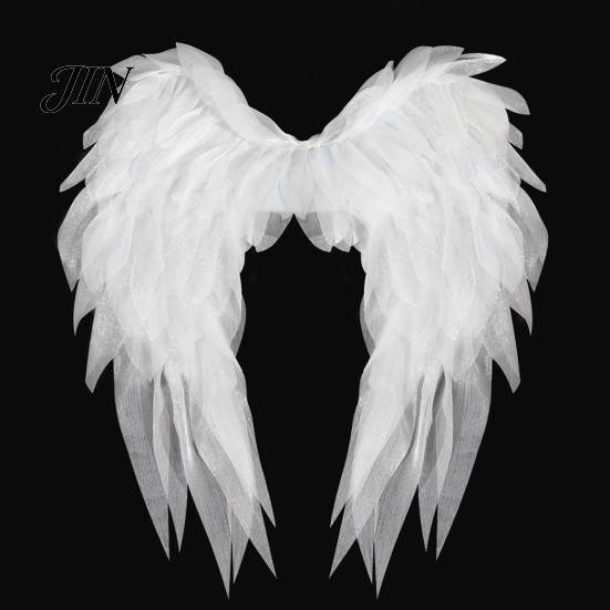 Outdoor Cosplay Wings Angel Feather Wing for Women Girls, Soft Organza Costume Accessory Halloween with Headband Photo Booth, Party, Stage Show