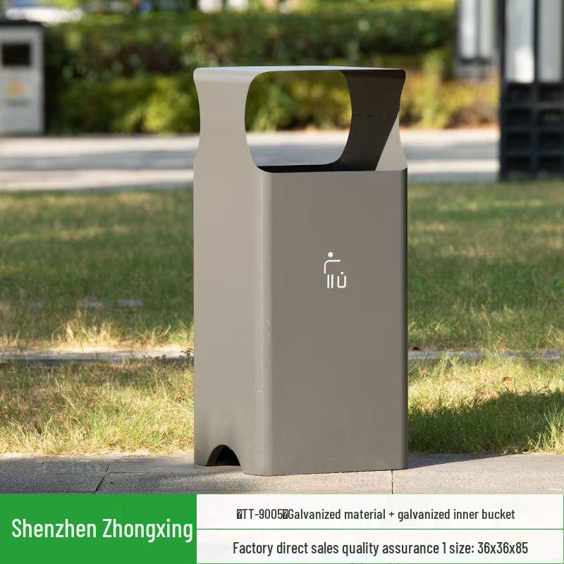 Stainless Steel Outdoor Trash Can: Large Sanitation Bin for Fruit Peels and Waste