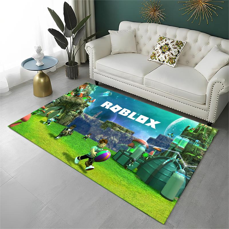 Cartoon R-Robloxs Spiel Gamer Teppich für Spielzimmer Schlafzimmer Wohnzimmer Sofa Heimdekoration, Kinderteppich Rutschfeste Fußmatte