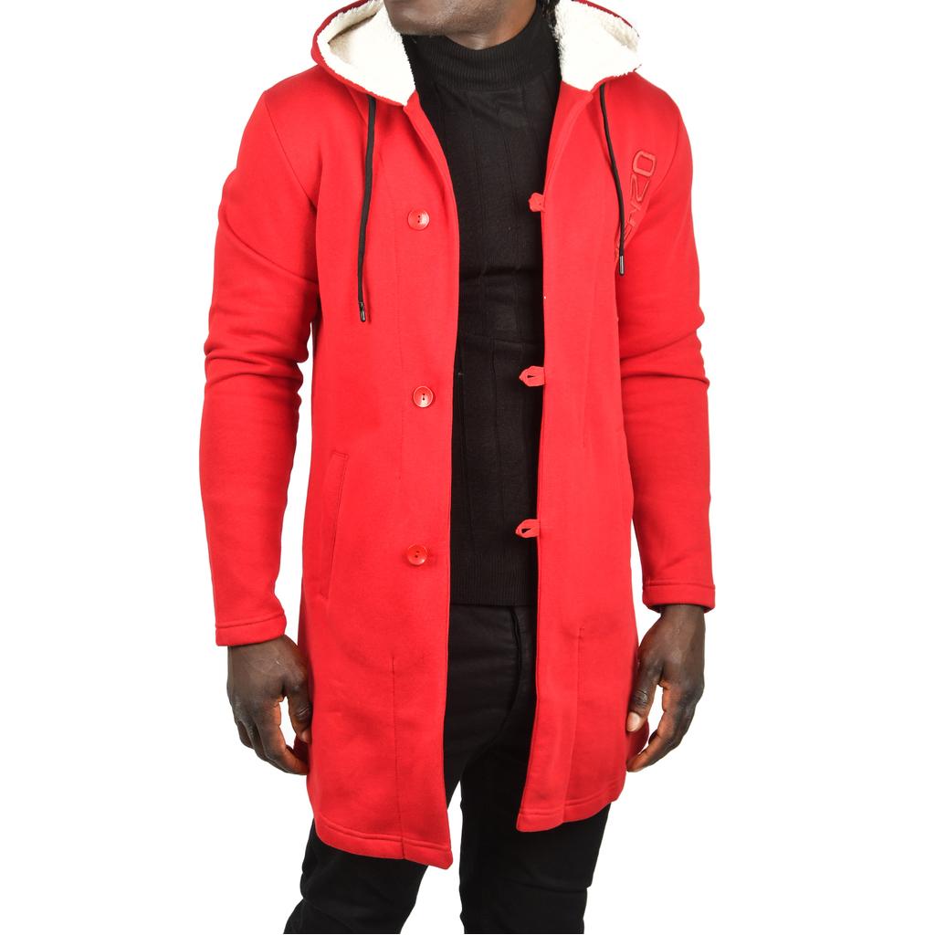 DeepSEA Düğmeli Kapüşonlu Dar Kesim Panço Uzun Hırka 2500644