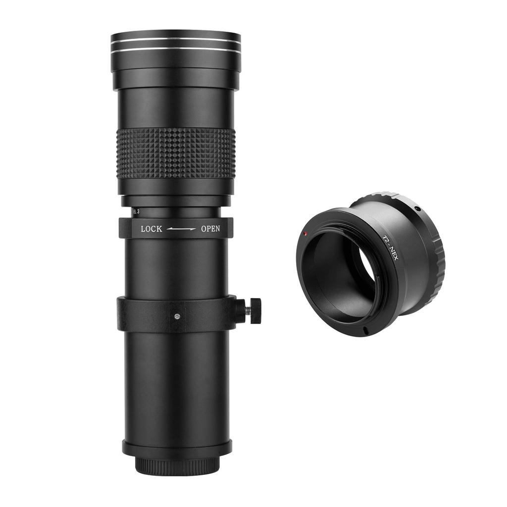 Kamera MF Süper Telefoto Zoom Lens F/8.3-16 420-800mm T Montajlı, NEX montajlı Adaptör Halkalı