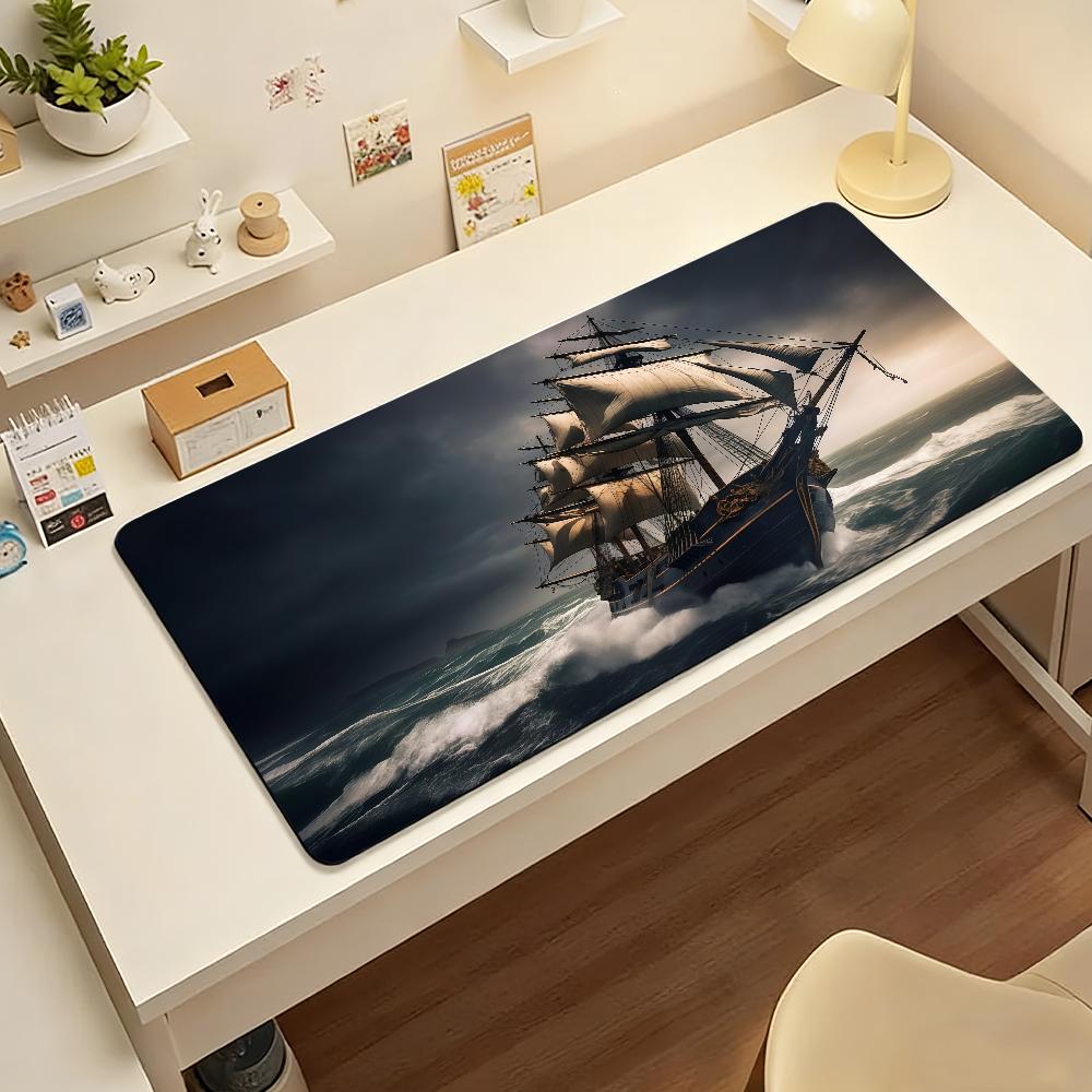 Pirate Ship Pattern Design Anime MousePad Nonslip Locking Edge PC Laptop Accessories Rubber Office Keyboard Game XXL DeskMat