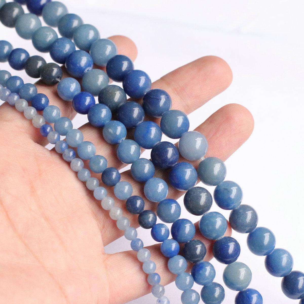 Natural Blue Dongling & Strawberry Crystal Round Beads for DIY Bracelets & Necklaces