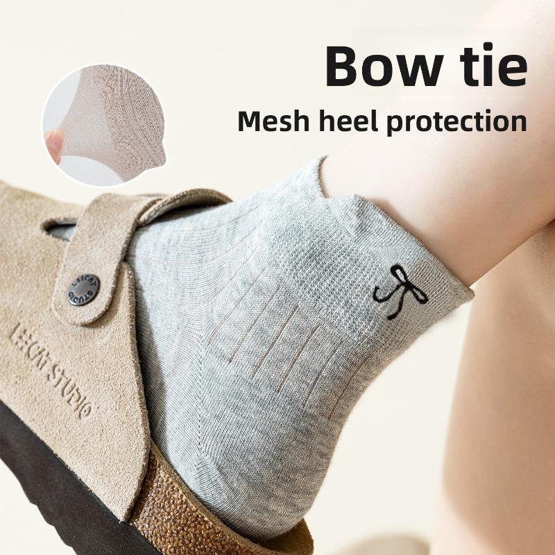 Female Summer Thin New Style Bowtie Breathable Deodorant Boneless Short Tube Cotton Socks