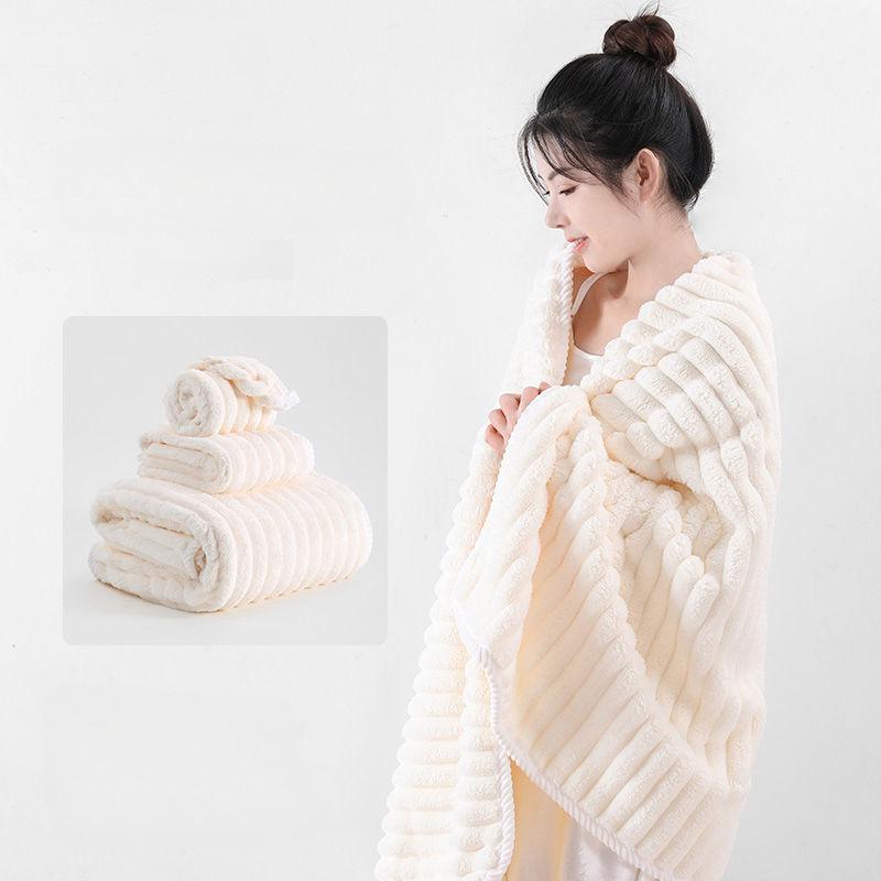 Prosop de baie din fleece de corali 70*140cm, Prosop de plajă gros pentru uz casnic pentru adulți, Prosop din catifea corduroy tip bomboană