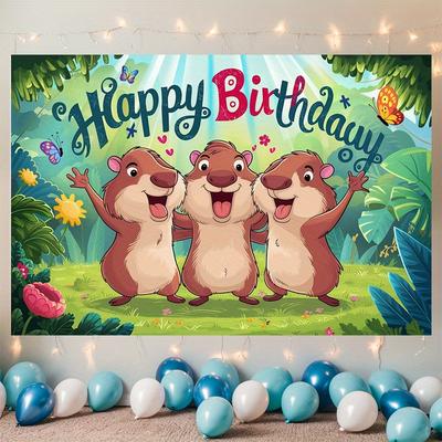 Capybara Geburtstagsparty Banner, Polyester Hintergrund für Heimzimmer Wanddekoration und Foto Requisiten