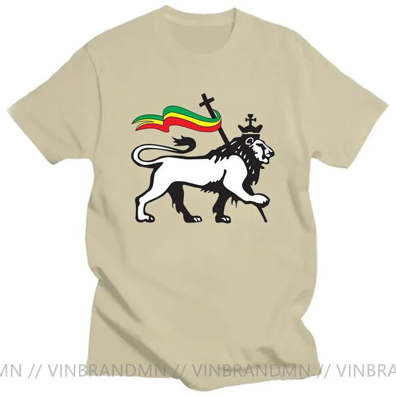 Novelty Red Yellow Green Stripes Rasta Lion Of Judah T Shirt Unisex Rastafarian Reggae Ethiopian Lion Flag Tshirt Jamaica Clothing