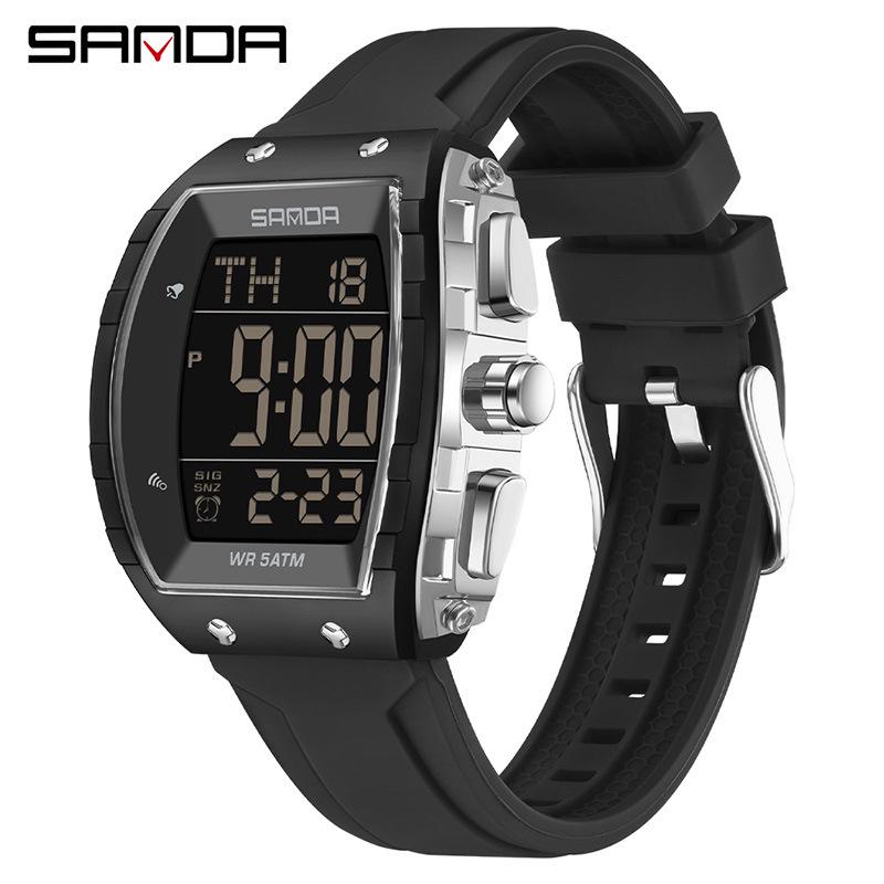 Sanda Waterproof Multifunctional Sports Watch for Students with Alarm