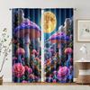 2 Pcs   Filtering Curtains (excluding Rods   Non-movable   Without Batteries) Colorful Mushroom for Use In Bedrooms and Living