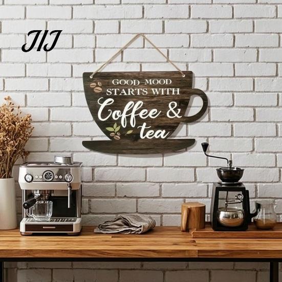 Rustic Home Wall Decor Wooden Coffee Bar Signs, Themed Hanging Sign, Cup Decorative Wood Signs for Breakfast Nook Shape & Round Plaque Farmhouse