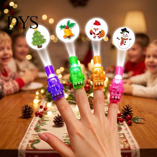Portable Projection Gadgets Christmas Finger Projector Light, Mini Patterns LED Toy for Kids, Interactive Play Toys Light Up Ring Xmas Party Supplies