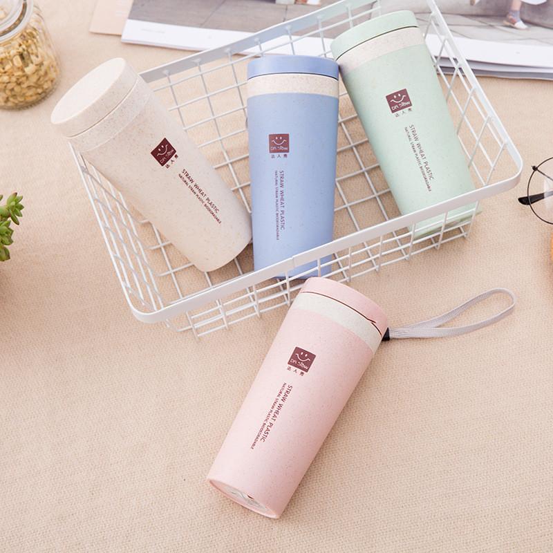Travel Mug Thermo Bottle Office Coffee Tea Wheat Pattern Bottle Plastic Cups