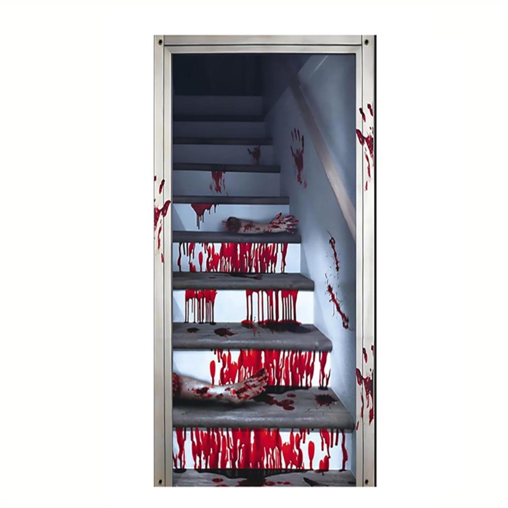 Ghost Blood Stain Skeleton Halloween 2D Door Banner Rectangular Halloween Background Banner  Party