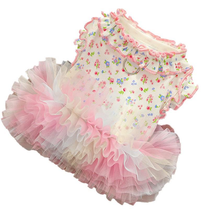 Ruffled Floral Pet Vest Breathable Outfit Small Dogs Cats