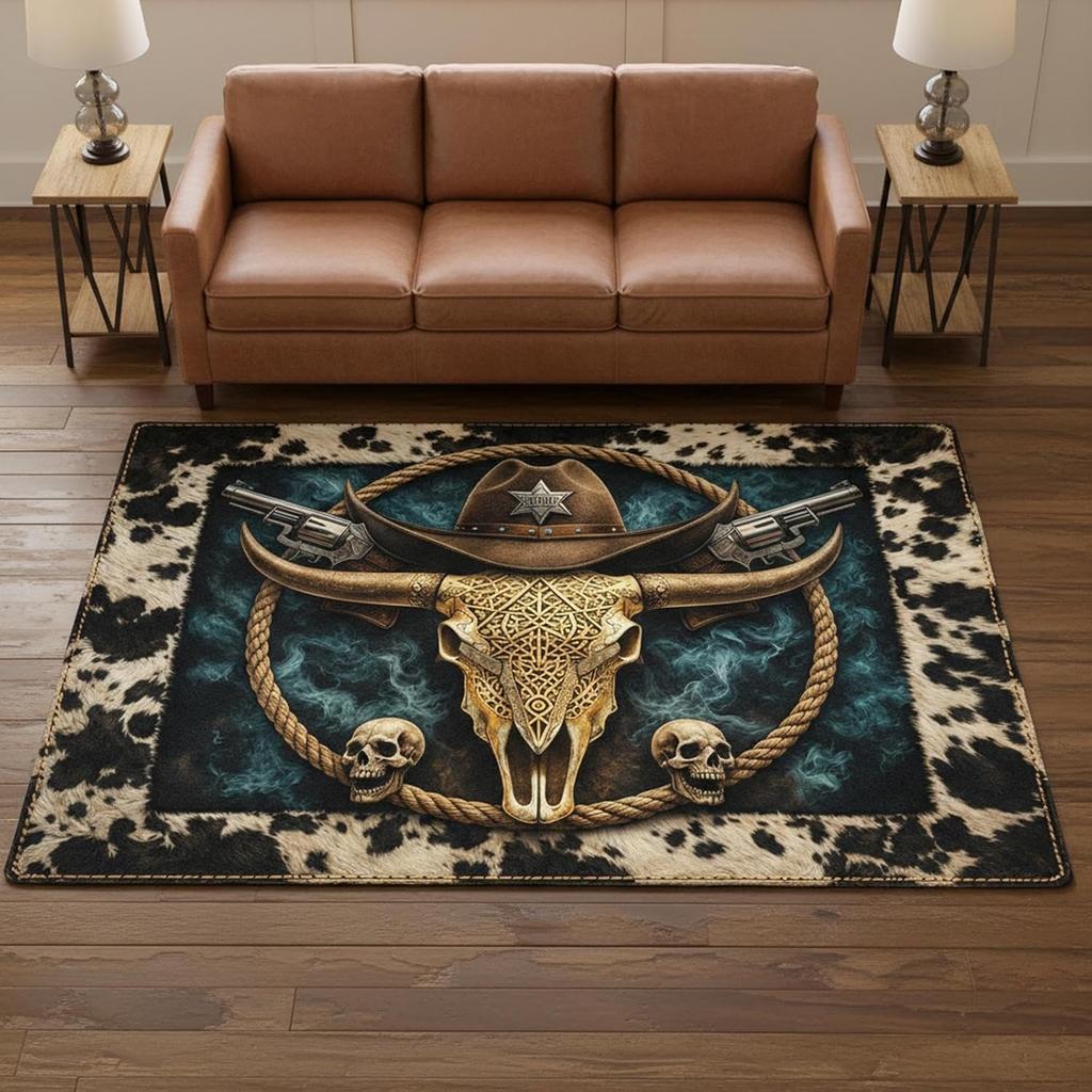 Tappeto a tema ispirato ai nativi americani, Mandala tribale e Tappetino antiscivolo geometrico per camera da letto, soggiorno, Tappeto decorativo rustico