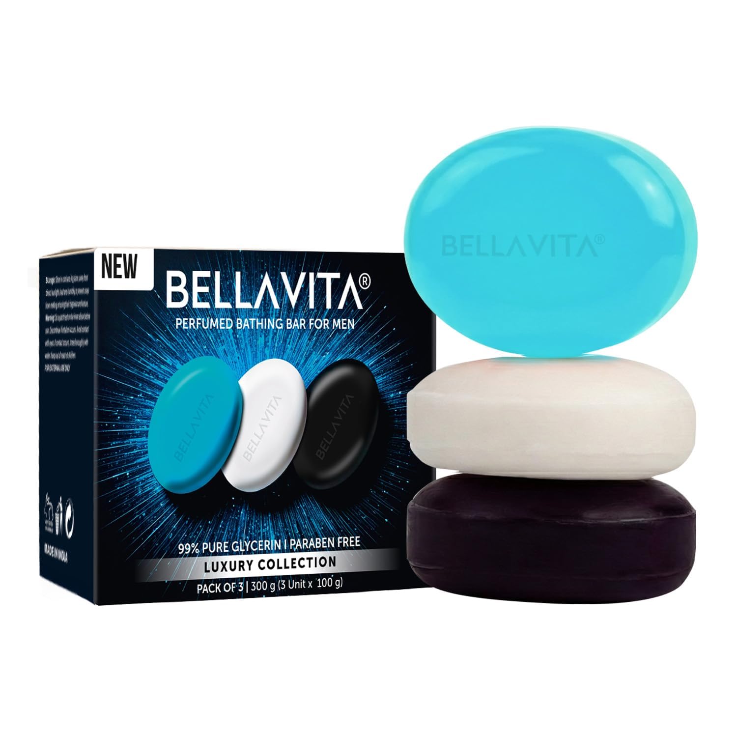 

Perfume Bathing Soap Bar for Men 3 x 100Gm with Pure Glycerin for Glowing Skin | CEO Man, Skai Aquatic and White Oud | Paraben and SLS Free 3 x 100Gm