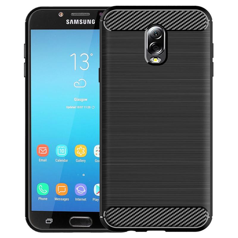 Luxury Carbon Fiber Case for Samsung Galaxy J7 Plus J7+ Full Protective Soft Cover for galaxy j7 plus Shockproof Silicone Case