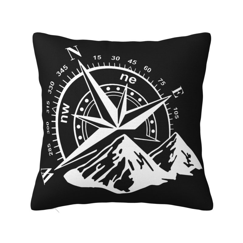 Mountain Adventure Compass Pillow Decorative Modern Cushion Cover Velvet Pillowcase