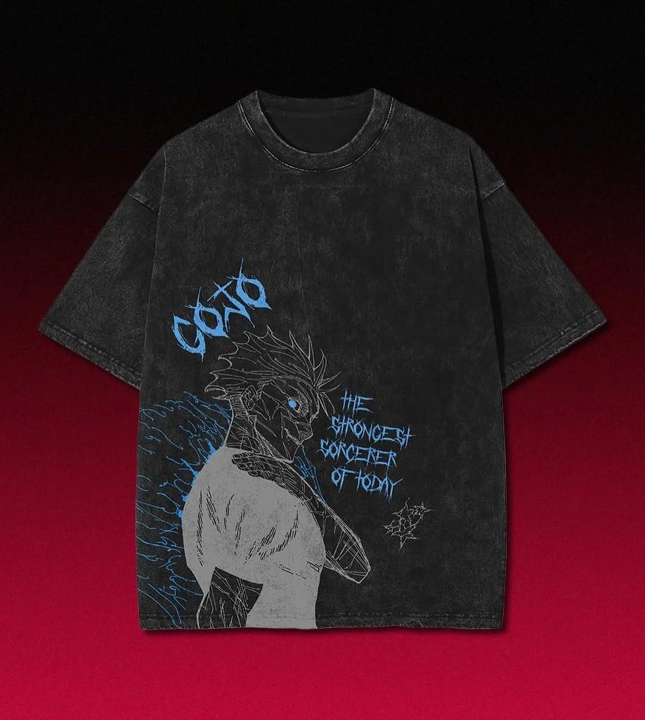 Camiseta Oversize Lavada Gráfica Y2K Jujutsu Kaisen Hombres Mujeres Casual Algodón Holgada Manga Corta Cómoda Algodón Ropa Femenina Masculina