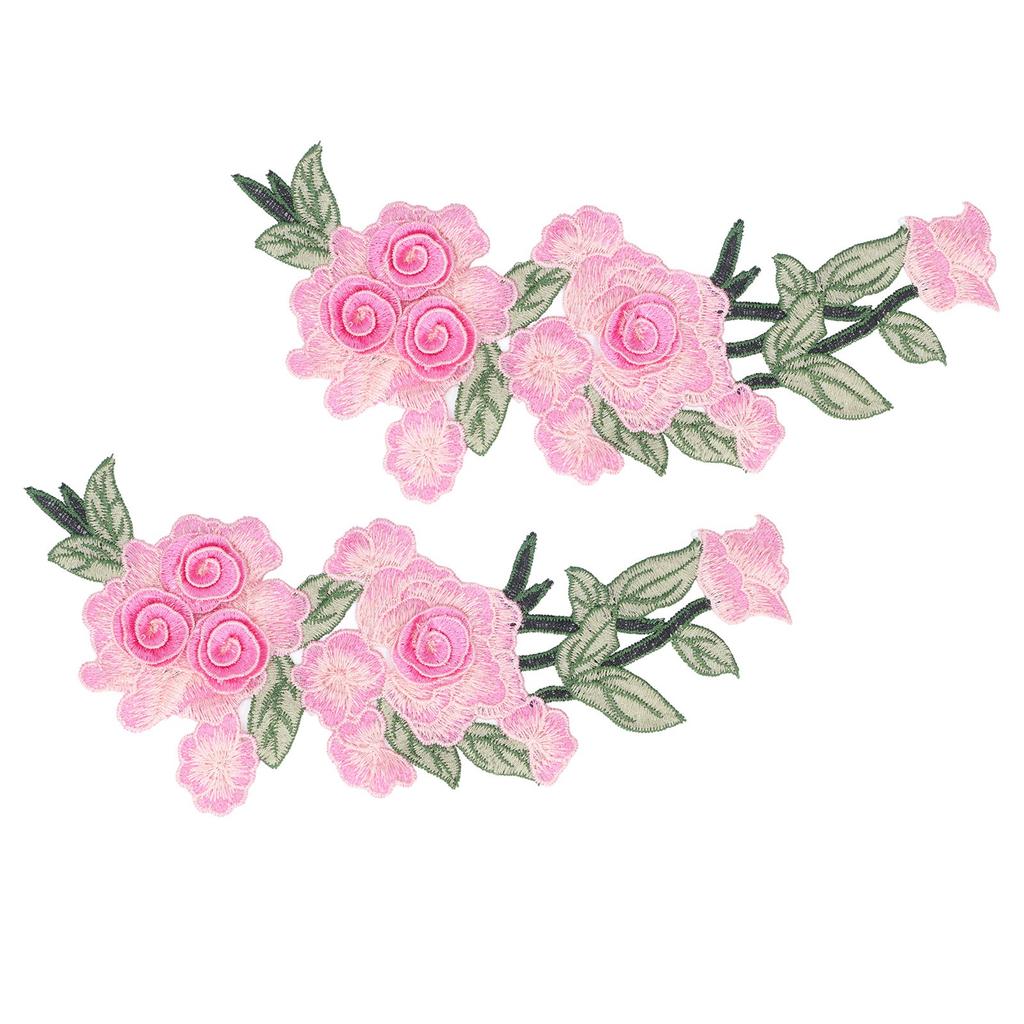 Embroidered Patch Sew On Flower Cotton Environmental Unique DIY Clothing Accessories for Vests Hats Rose Rouge