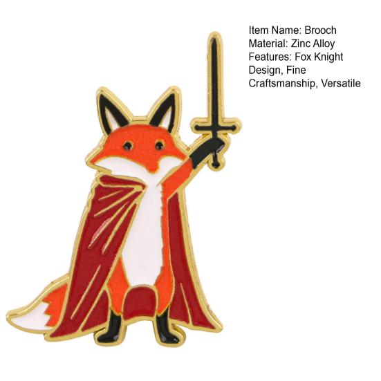 Yousheng Unisex Brooch Cartoon Fox Knight Design Zinc Alloy Brooch Pin Bag Sweater Suit Lapel Decorative Enamel Badge Outfit Accessory