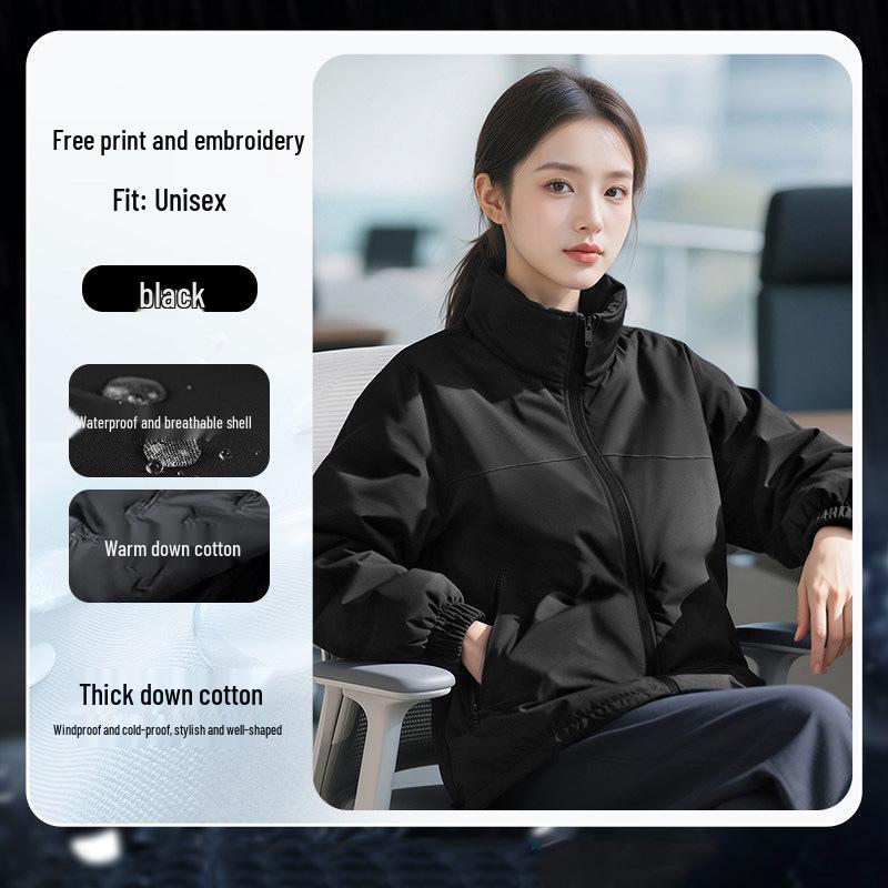 Enhanced Down Cotton Team Ski Jacket with Custom Logo - Winter Workwear Plus Velvet XL