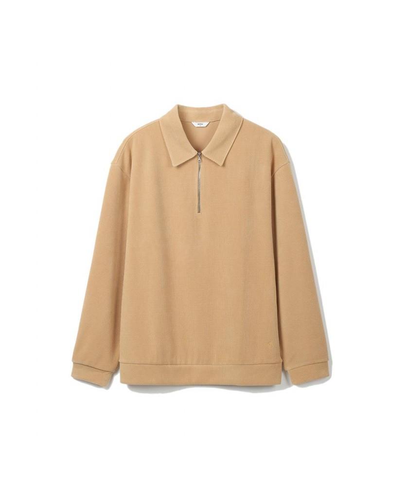 NOTIG Polyester Blend Half-Zip Collared T-Shirt Yellow_Oka3T1Tl101Y1