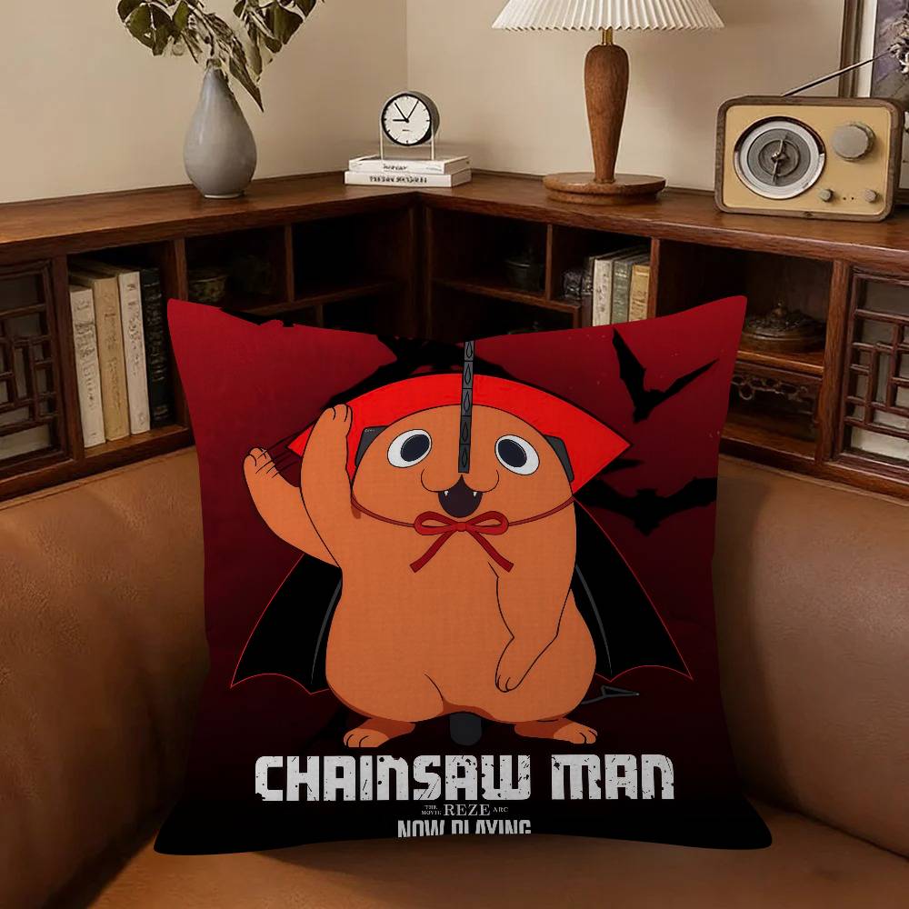 Anime Cchainsaw Man Pochita Cushion Cover Inches Farmhouse Decor Home Throw Pillow Covers for Couch Decorations