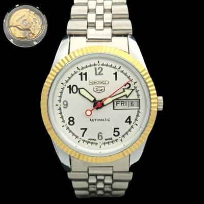 RELÓGIO SEIKO 5 AUTOMÁTICO JAPONÊS MASCULINO USADO COM MOVIMENTO DOURADO RARO 575b-a305053-2