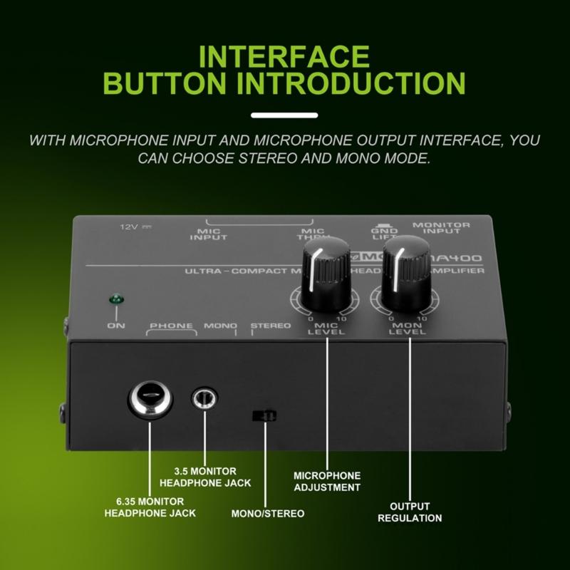 Headphone Amplifier Mixer with Highly Power Headphone Output Perfect for Performers On Stage Low Noise Sound Amplifier