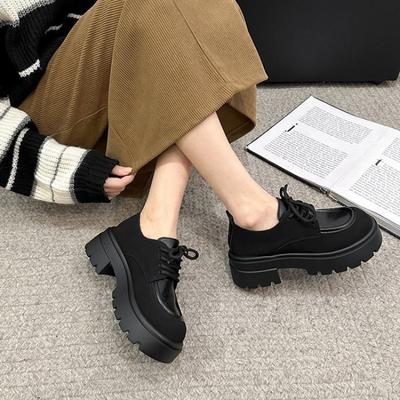 2024 Women's Classic Thick-soled Oxford Shoes for Women Autumn Casual Lace-up New Flat Shoes Women's Thick-soled Shoes
