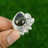 925 Sterling Silver Pear Natural Labradorite Handmade Cescent Moon Promise Ring
