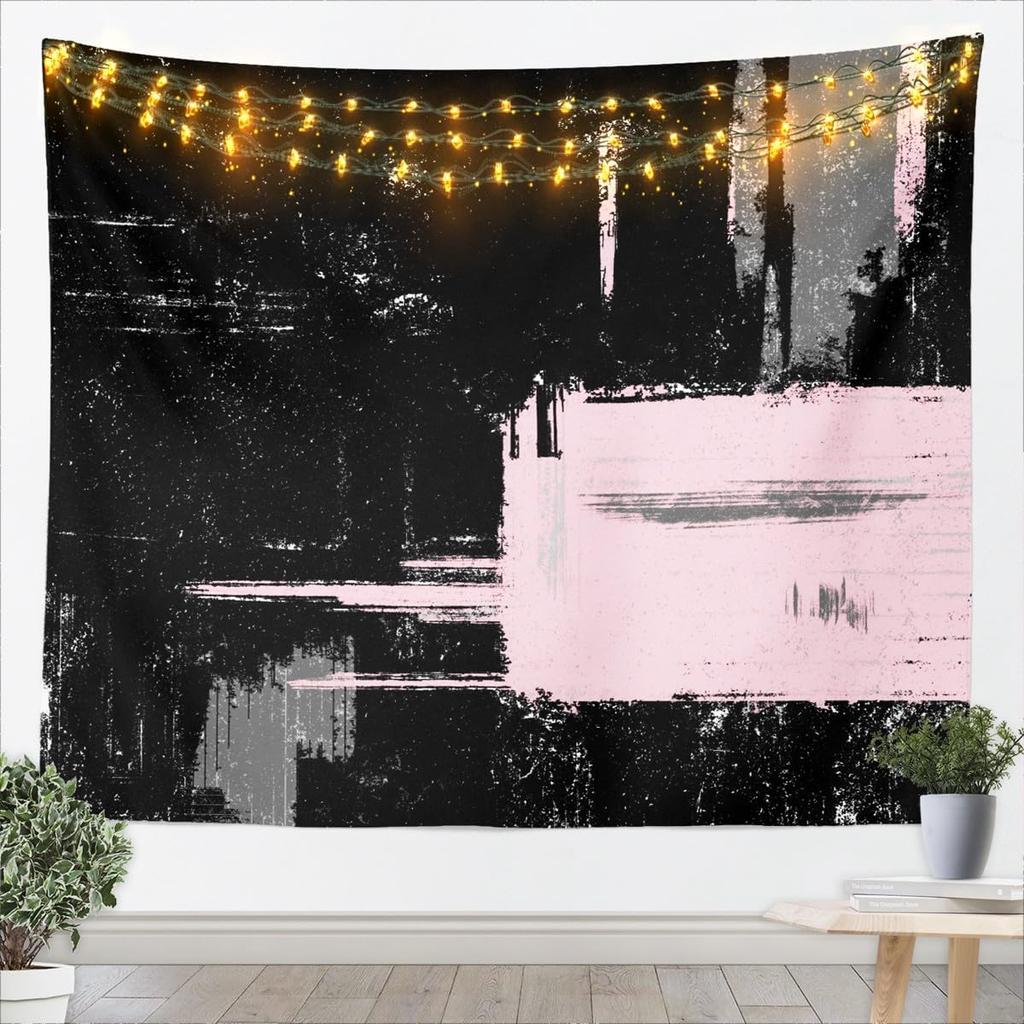 Hot Pink Black White Tapestry For Kids Boys Girls Abstract Morden Wall Art Buffalo Check Wall Hanging Blanket Bedroom Decor