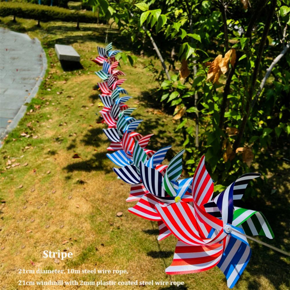 10pcs Handmade Striped Circular Wire Rope Windmill Colorful Suspension Windmill Yard and Garden