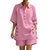Women's Linen Two-Piece Set: Short-Sleeve Shirt & Loose Pants (2026)