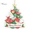 Indoor Seasonal Window Hangings Acrylic Christmas Tree Hanging Ornament, 2D Patchwork Print Cute Festive Decors Pendant with Merry Christmas, Holiday