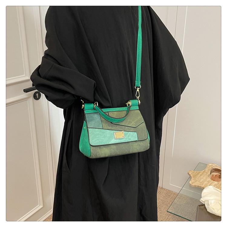 Trendy Patchwork Colorblock Shoulder/Crossbody Bag: Large Capacity, Textured, Versatile Women s Handbag зелёный